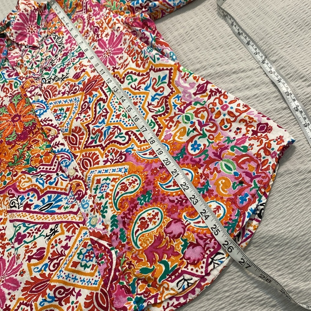 Lauren Ralph Lauren Multicolor Shirt Women’s Large 3/4‎ Sleeves Floral Paisley - Picture 9 of 10